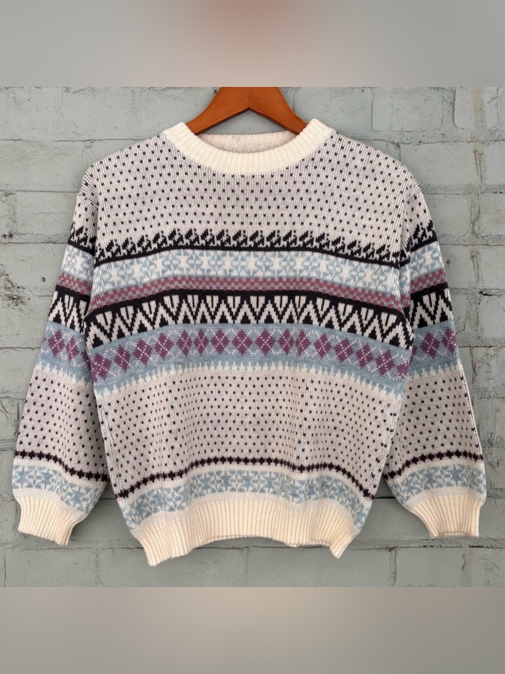 Vintage Fair Isle Chunky Crew Neck Sweater